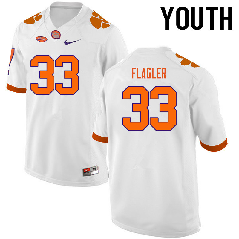 Youth Clemson Tigers #33 Terrence Flagler College Football Jerseys-White